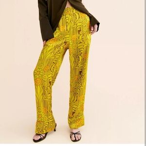 DAMSON MADDER WOMEN'S JONI TROUSERS Psnts Yellow Floral Size 8